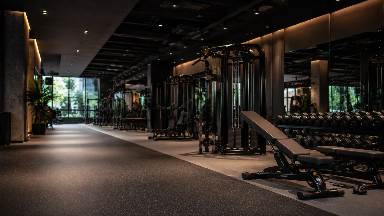 Interior moderno de gimnasio con equipo premium
